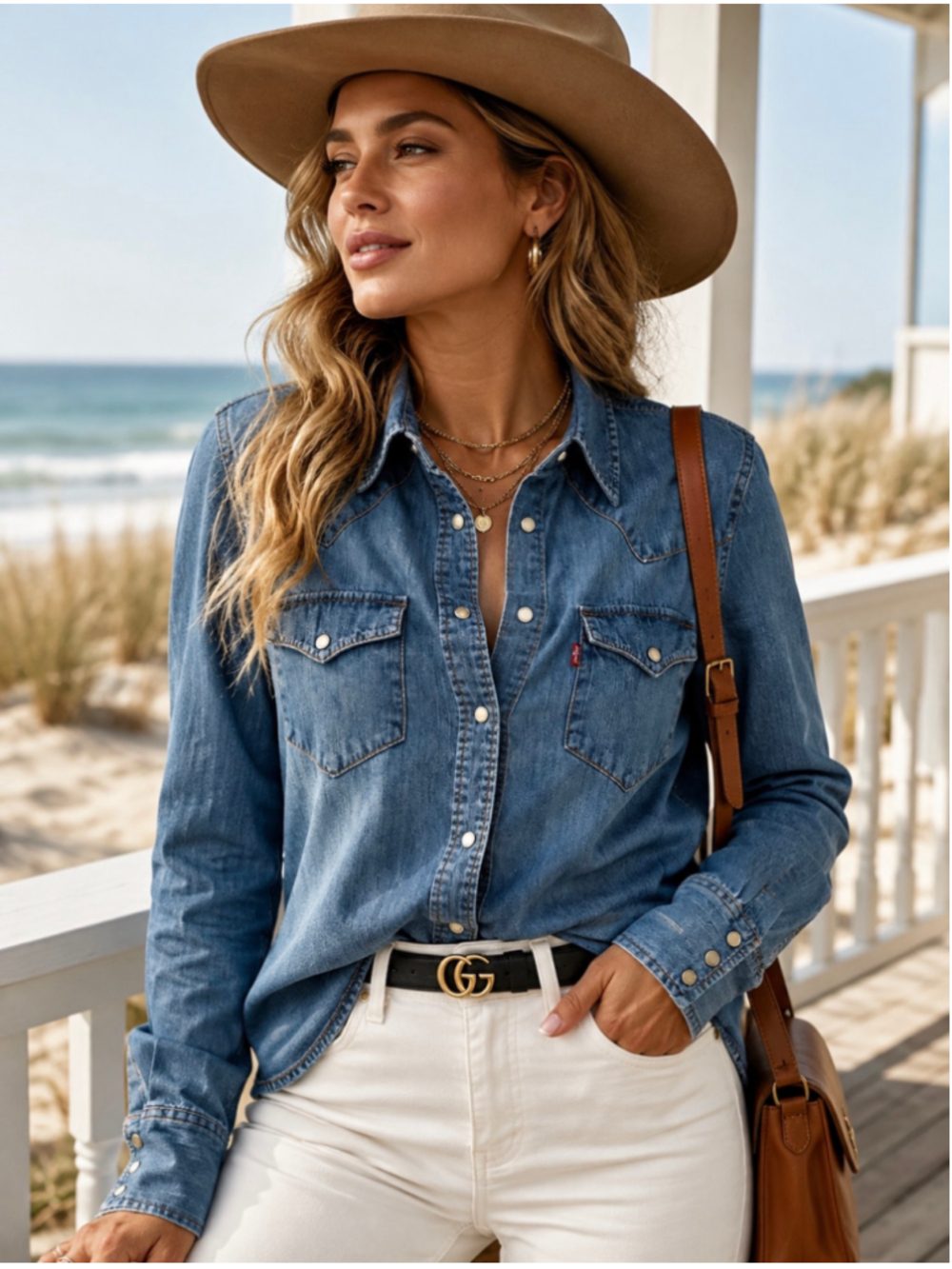Levi’s Women’s Denim Western Pearl Snap Shirt Small Blue Cotton Cowgirl